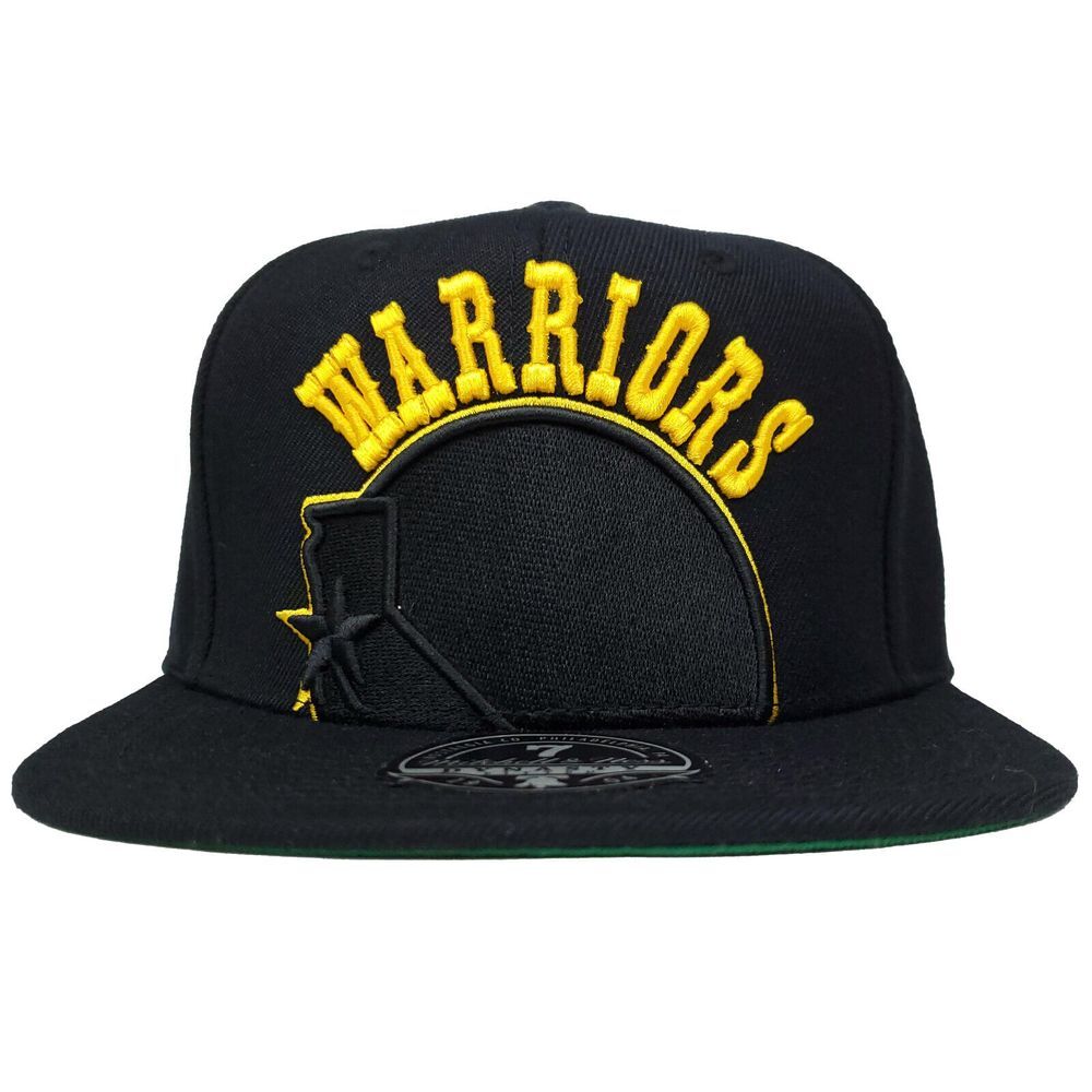 Golden State Warriors Mitchell & Ness NBA Fitted 7 Flatbill Hat Cap 3D Logo NWT